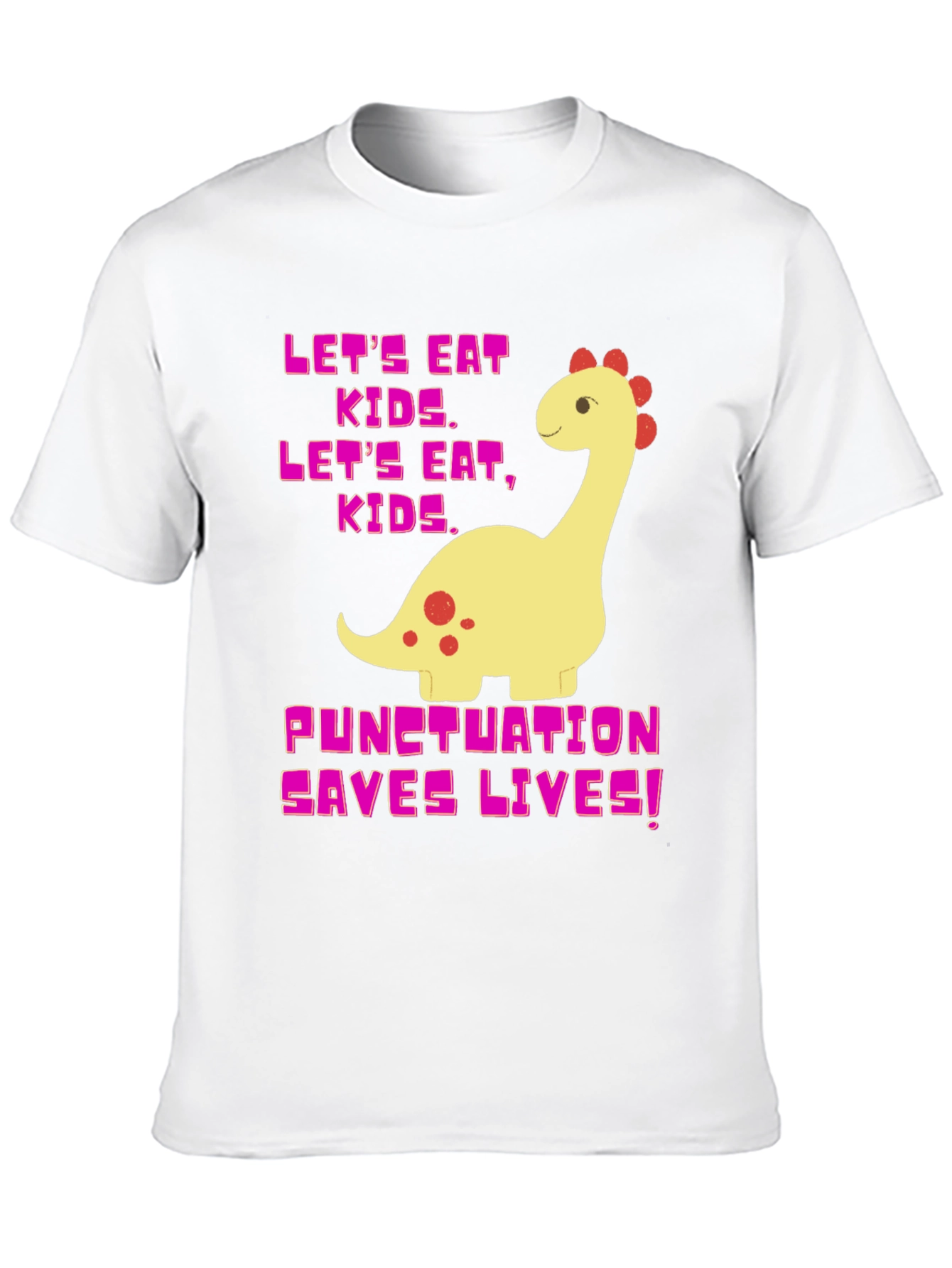 Punctuation Saves Lives T-Shirt Funny Dinosaur Tee