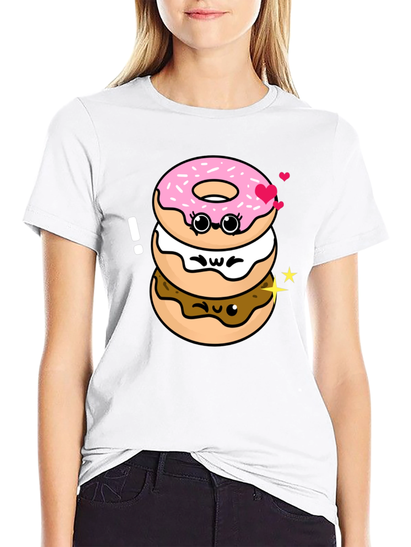 Cute Kawaii Donut Stack Graphic Tee