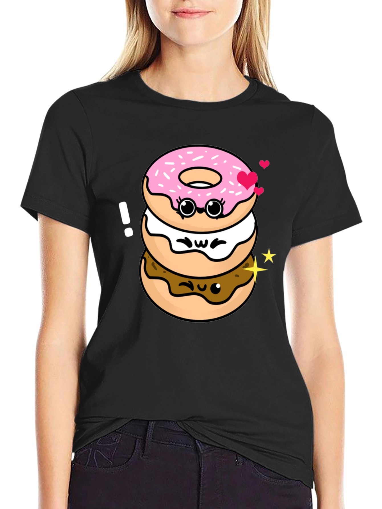 Cute Kawaii Donut Stack Graphic Tee