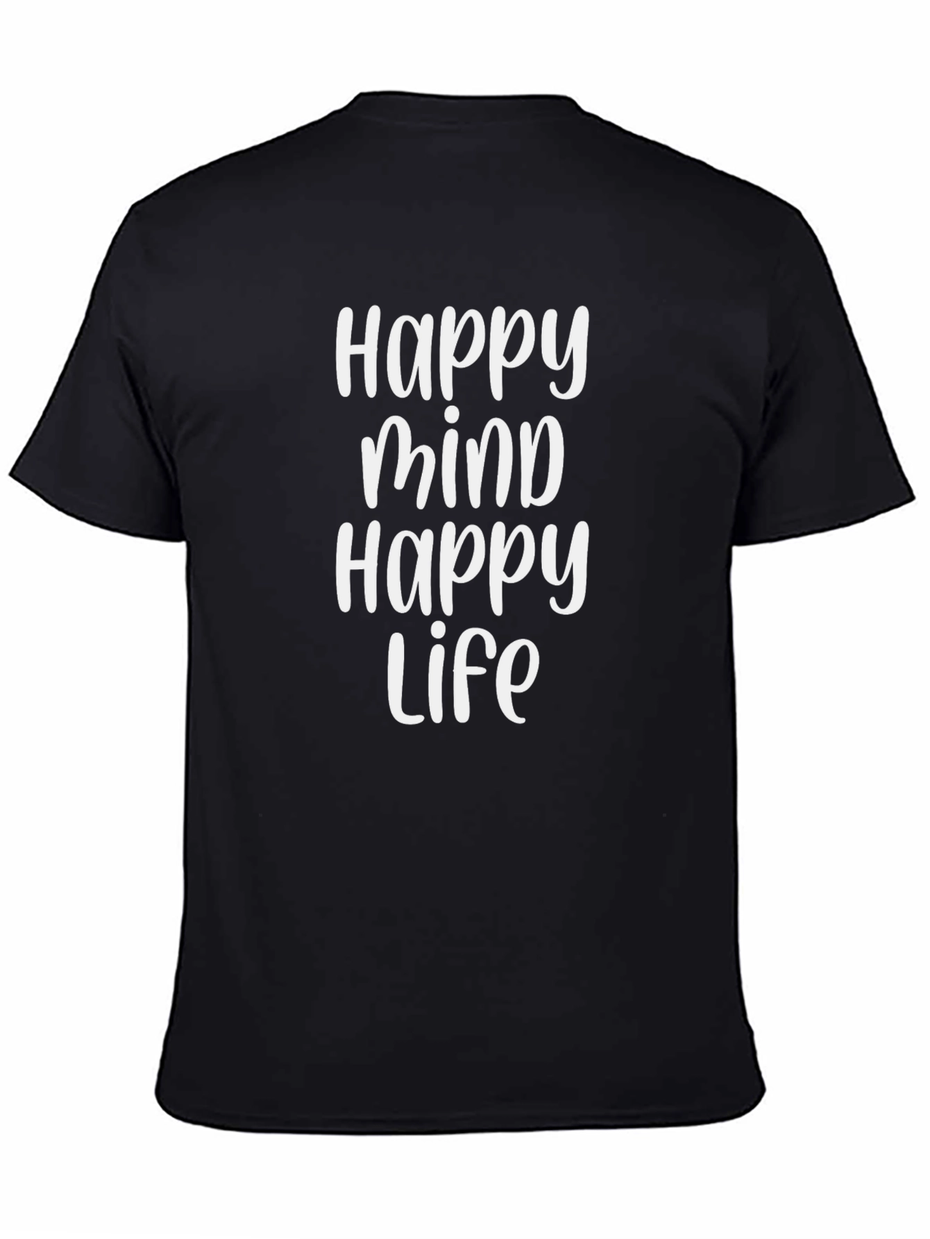 Happy Mind Happy Life Black Graphic Tee