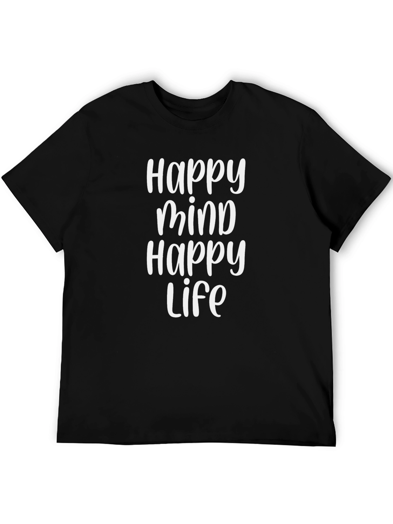 Happy Mind Happy Life Black Graphic Tee