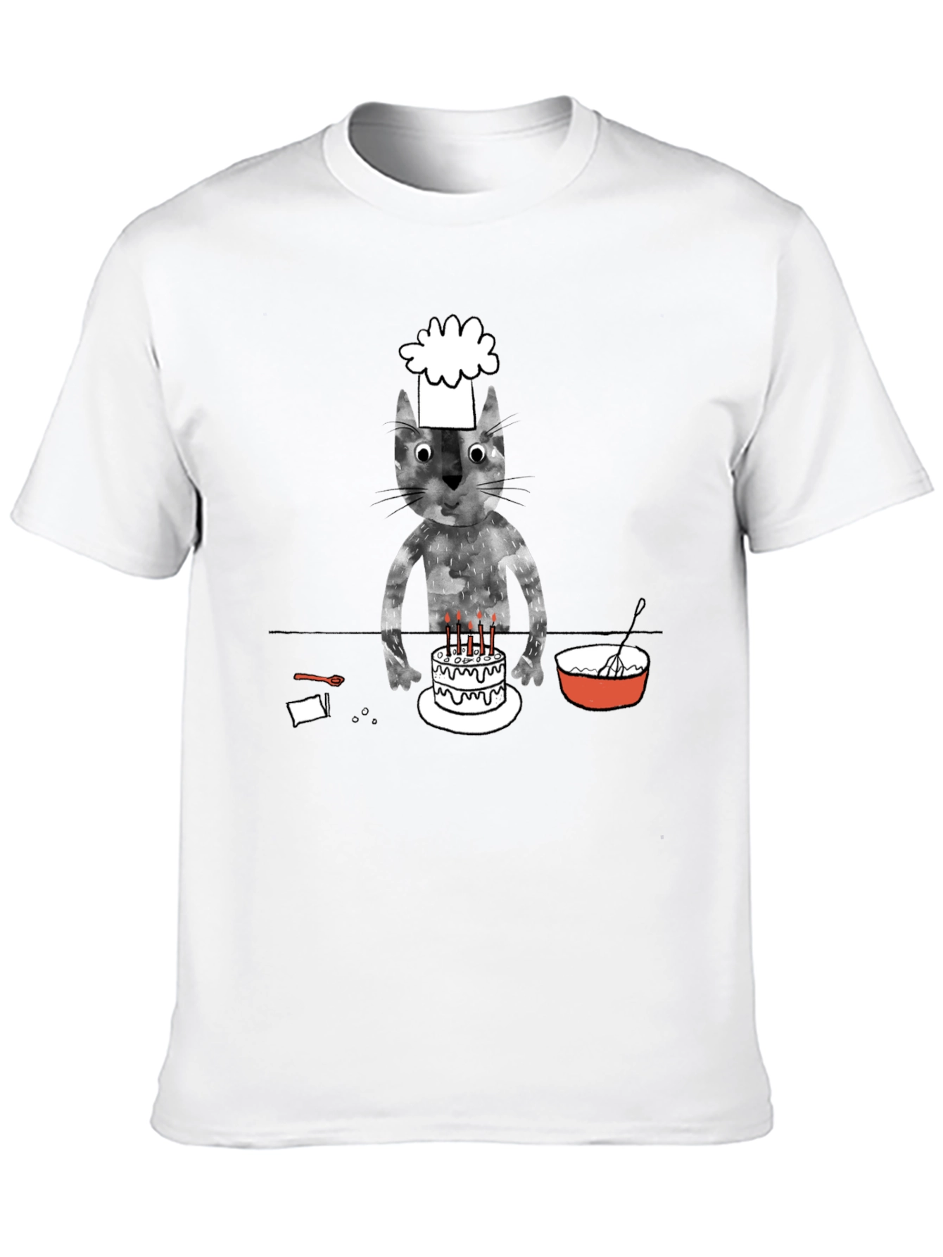 Chef Cat Birthday Cake T-Shirt - Black