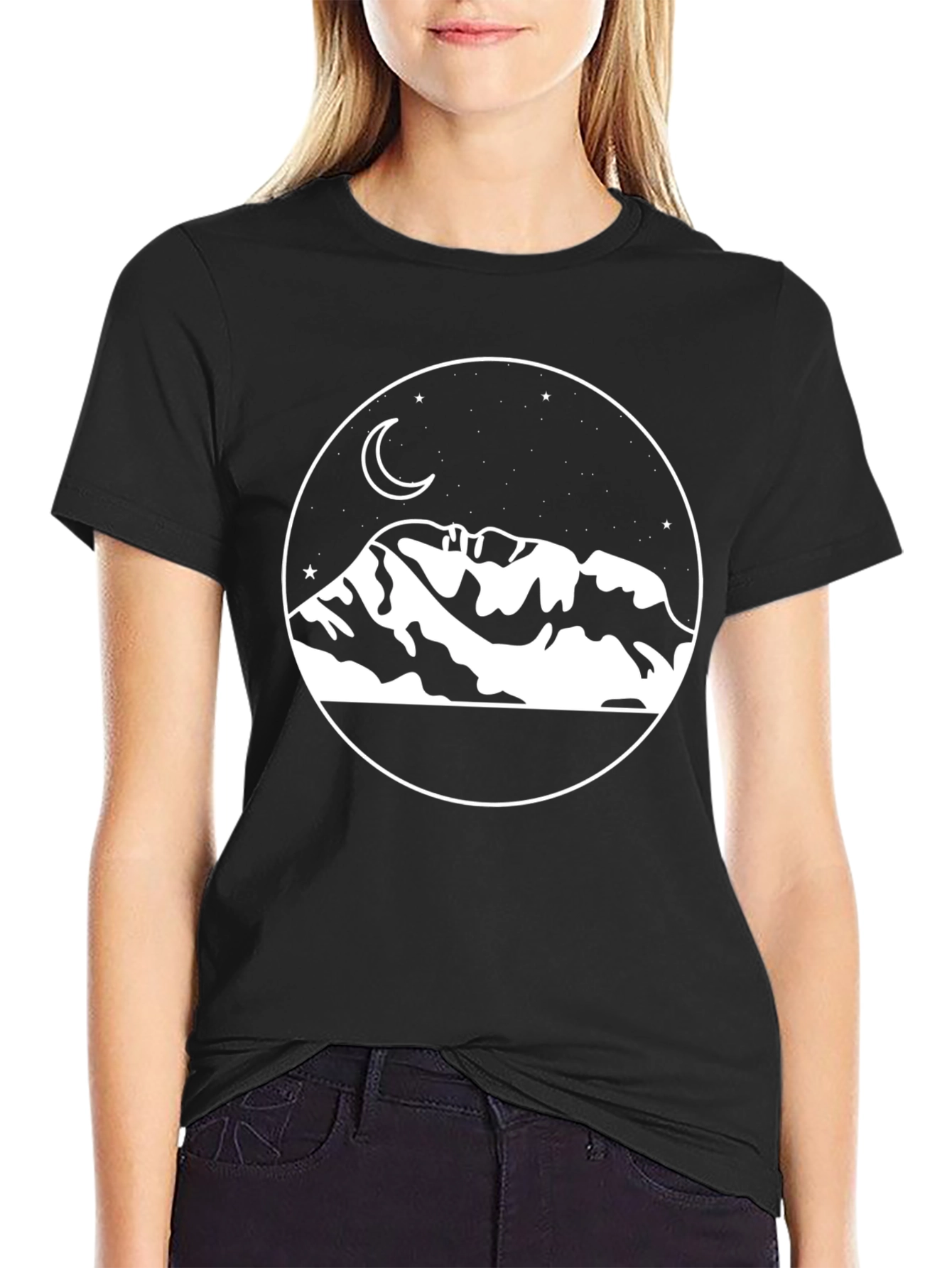 Mountain Moon Graphic Tee - Black