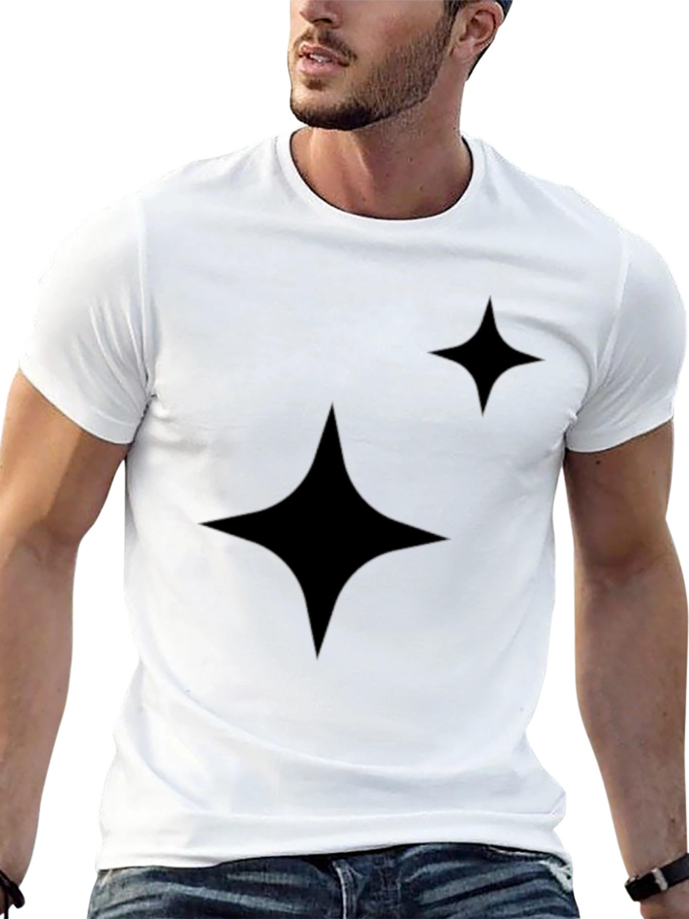 Sparkle Star Graphic Tee - Casual Black T-Shirt