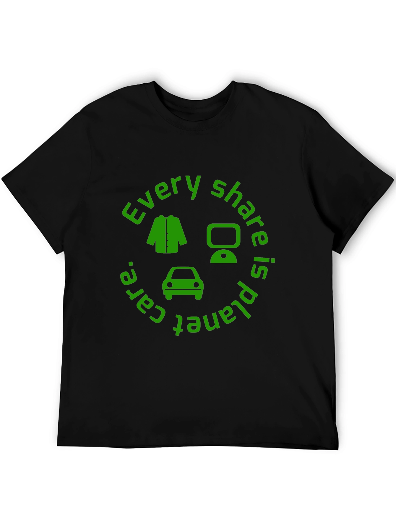Eco-Friendly Green Share Black T-Shirt