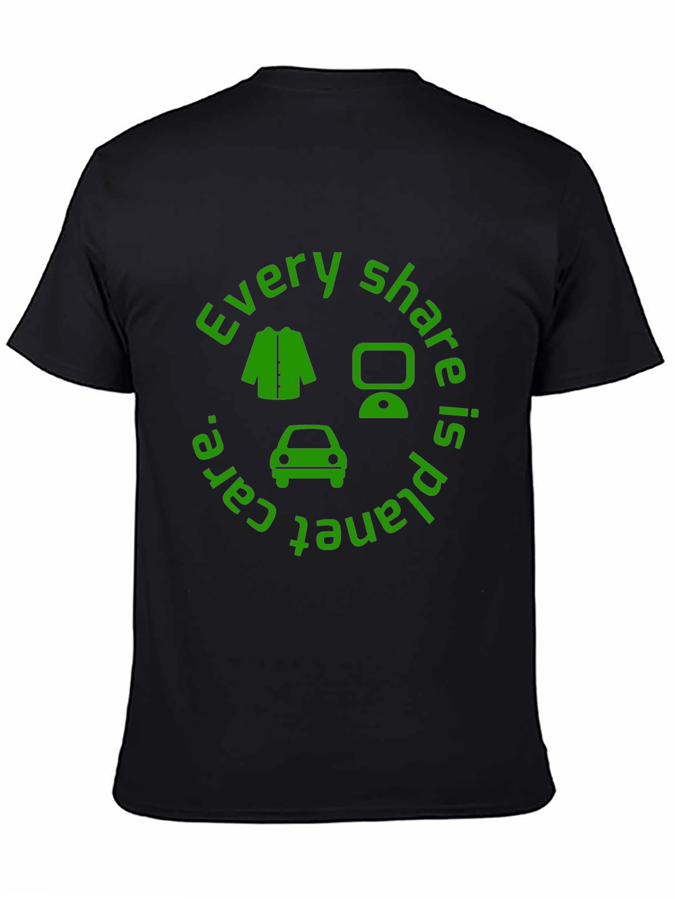 Eco-Friendly Green Share Black T-Shirt