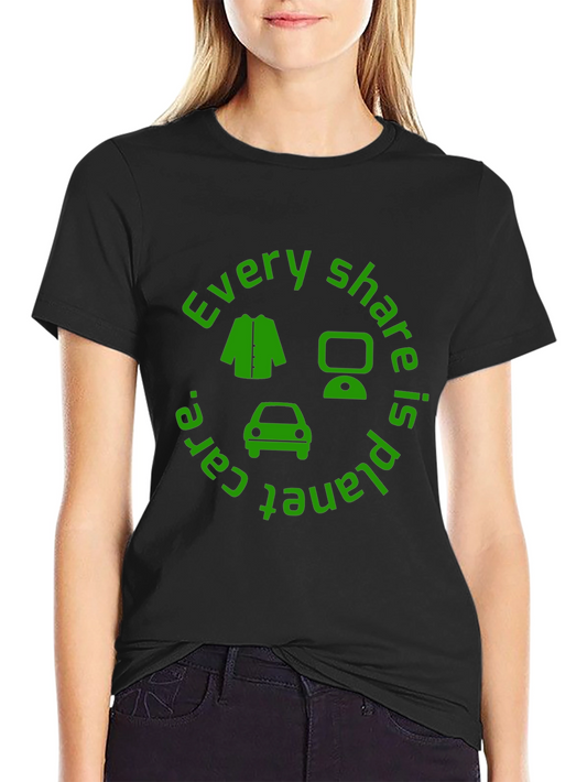 Eco-Friendly Green Share Black T-Shirt