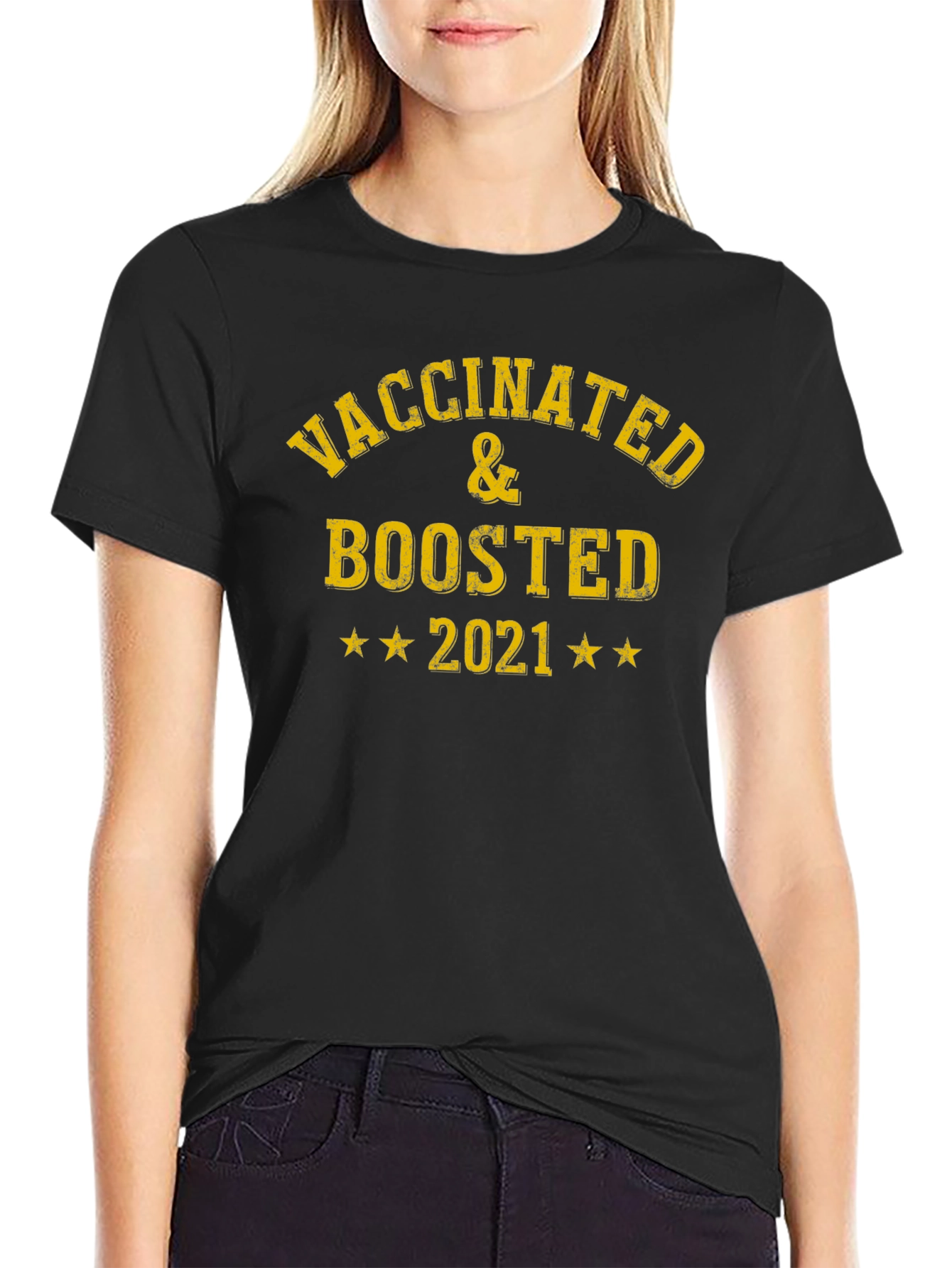 Vaccinated & Boosted 2021 Black T-Shirt