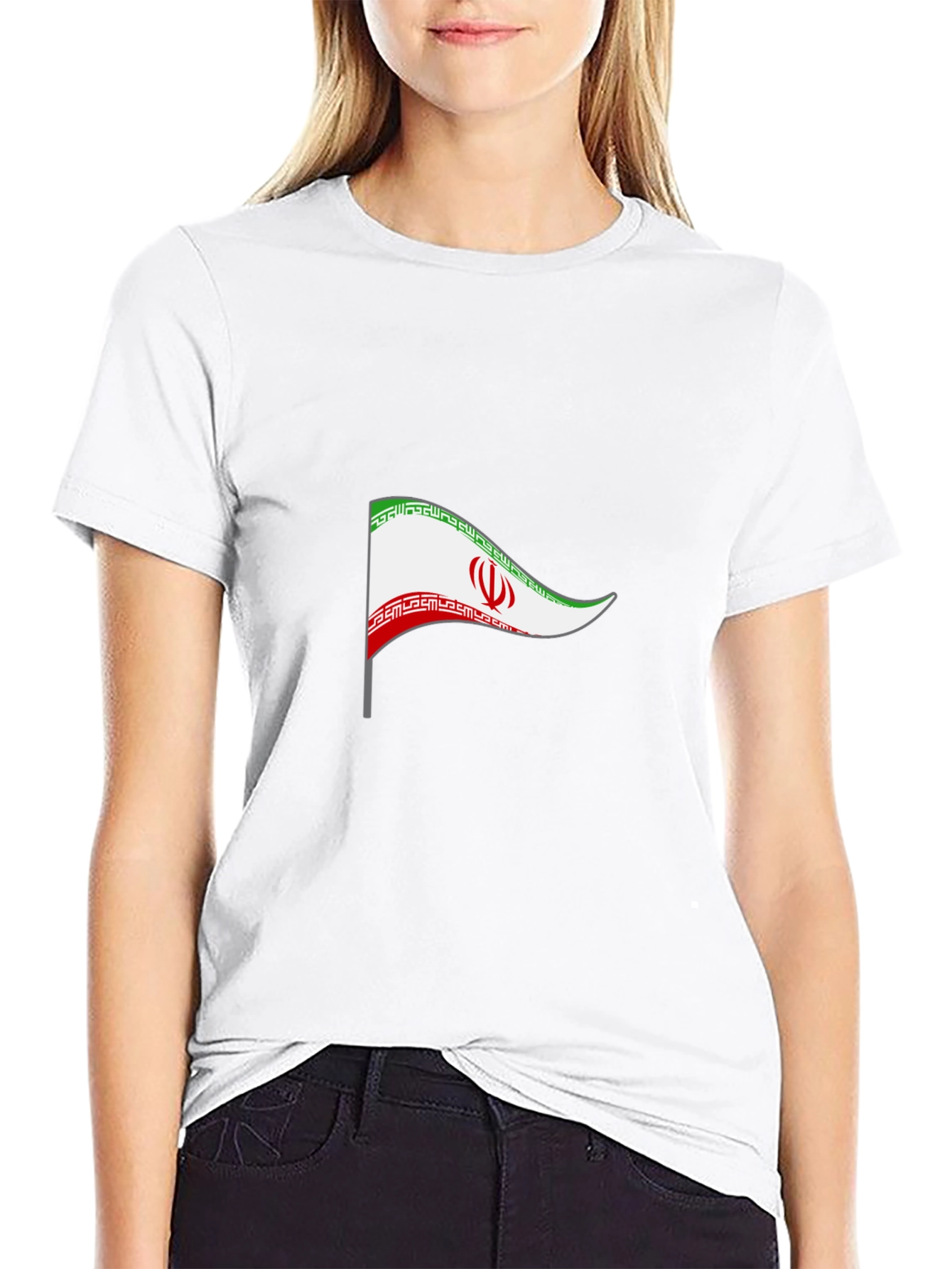 Iran Flag Graphic Tee - Black Cotton T-Shirt