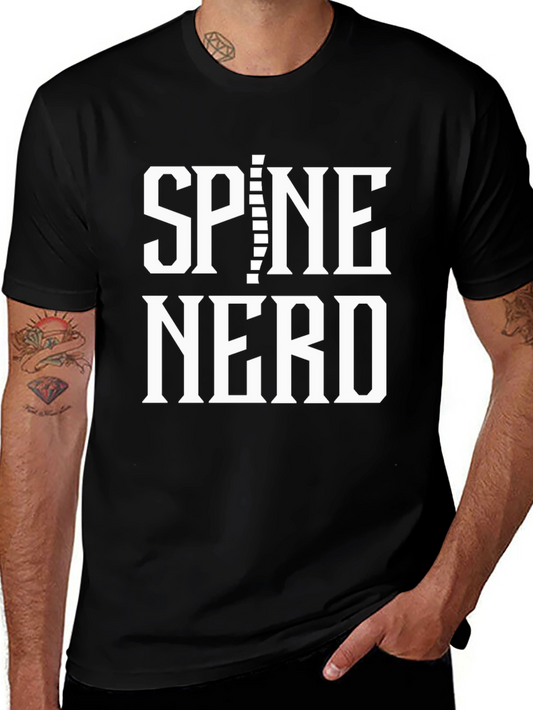 Spine Nerd Graphic Tee - Black Crew Neck T-Shirt