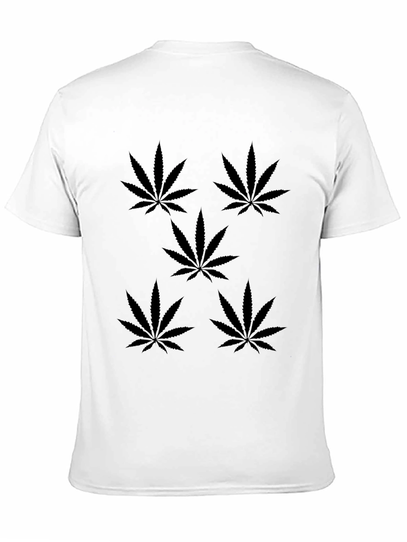Black T-Shirt with Marijuana Leaf Design