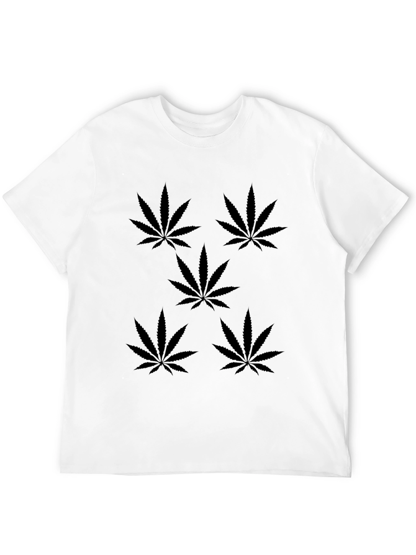 Black T-Shirt with Marijuana Leaf Design