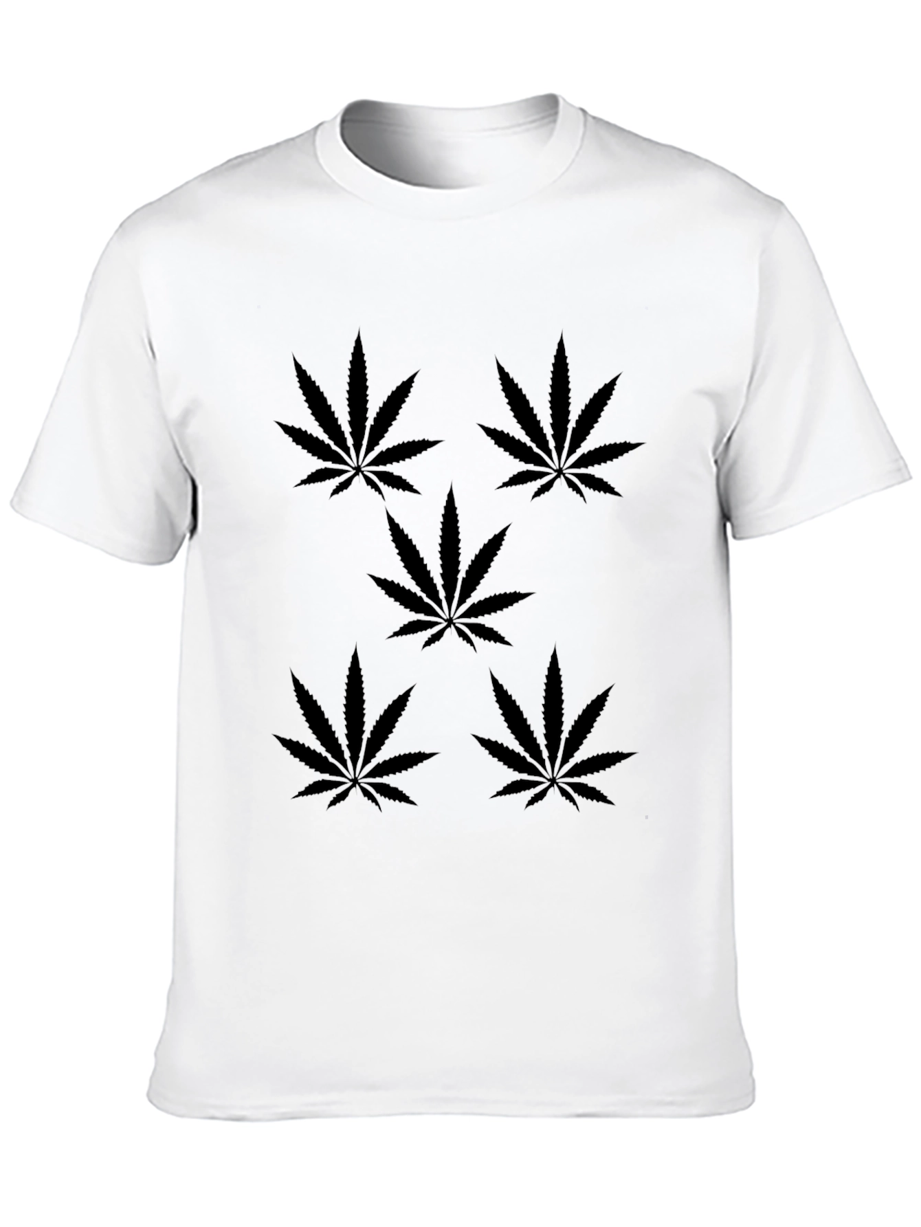 Black T-Shirt with Marijuana Leaf Design