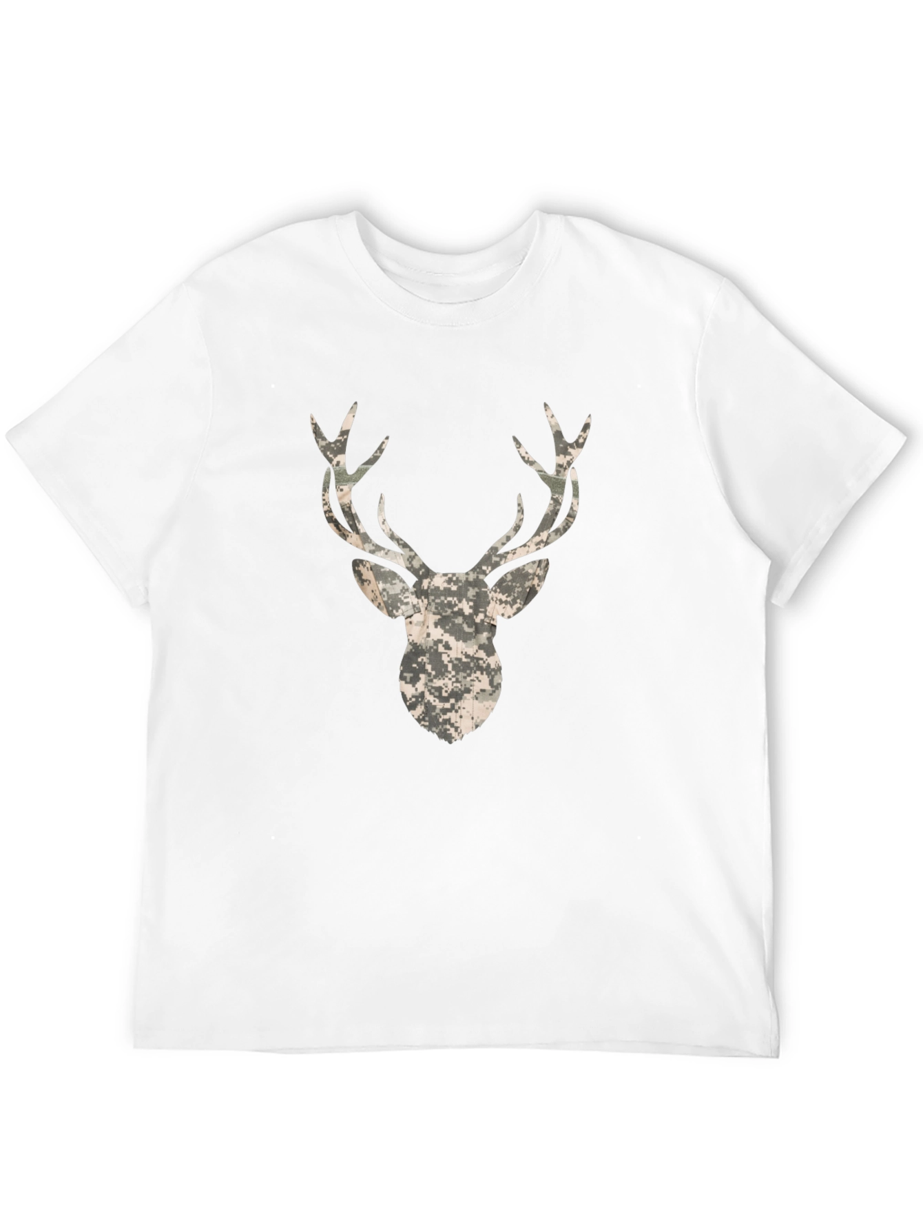 Camo Deer Head Black T-Shirt
