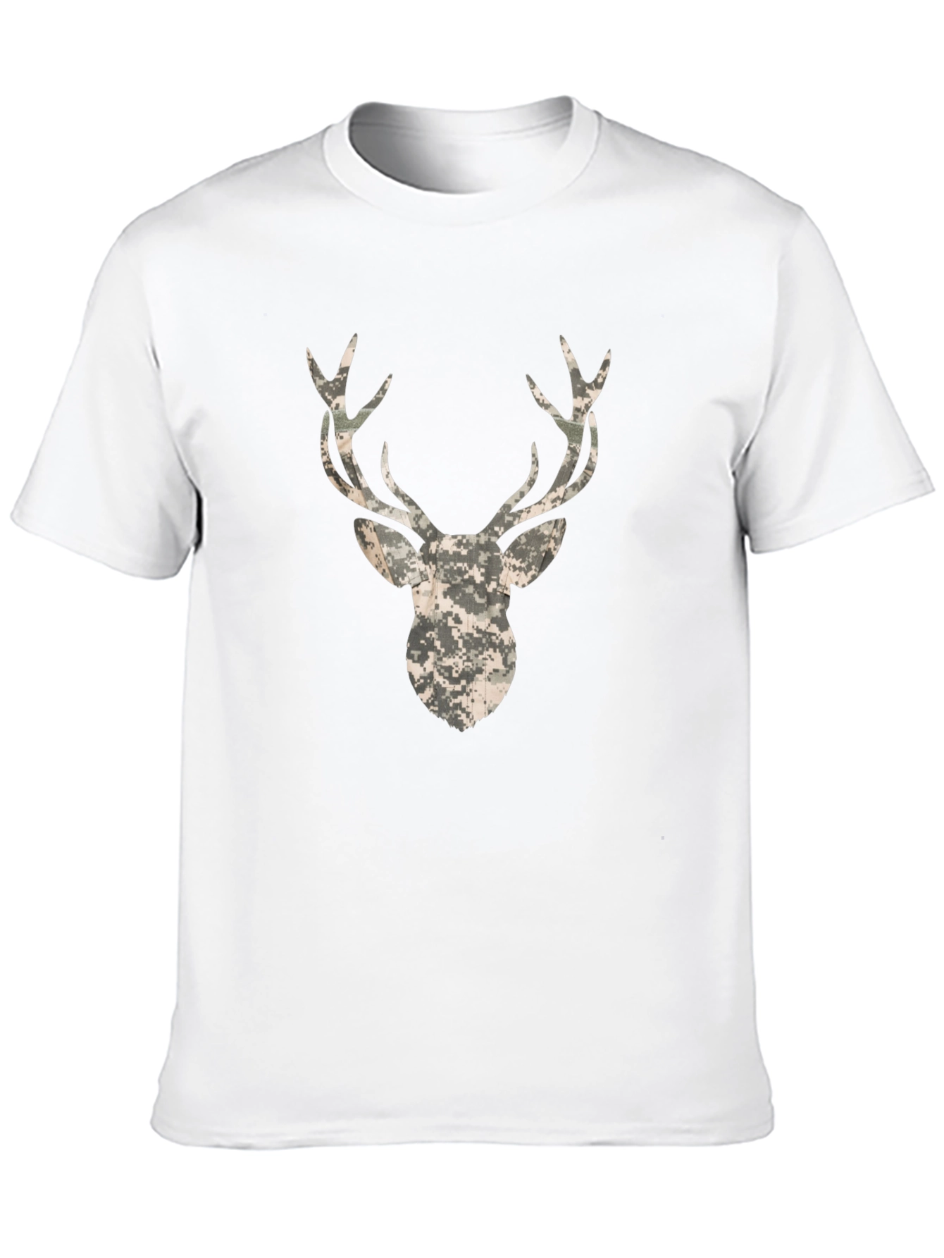 Camo Deer Head Black T-Shirt