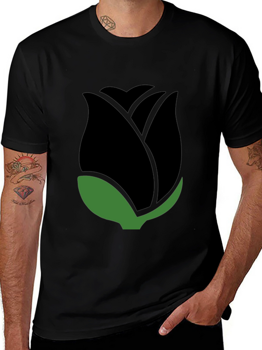 Black Rose Graphic Tee - Modern Minimalist Design