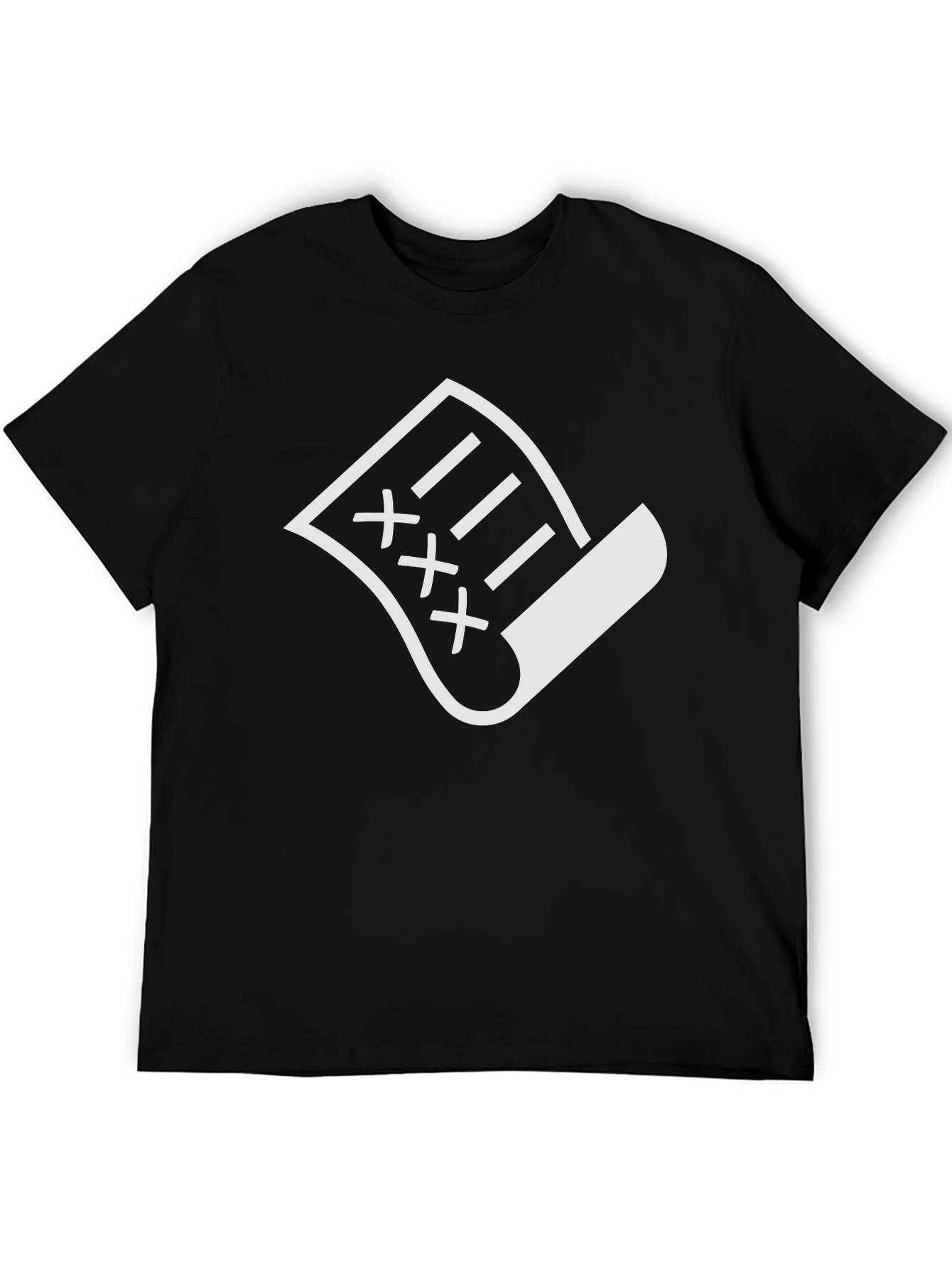 Black T-Shirt with White XXX Document Graphic