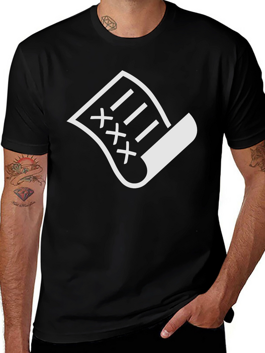 Black T-Shirt with White XXX Document Graphic