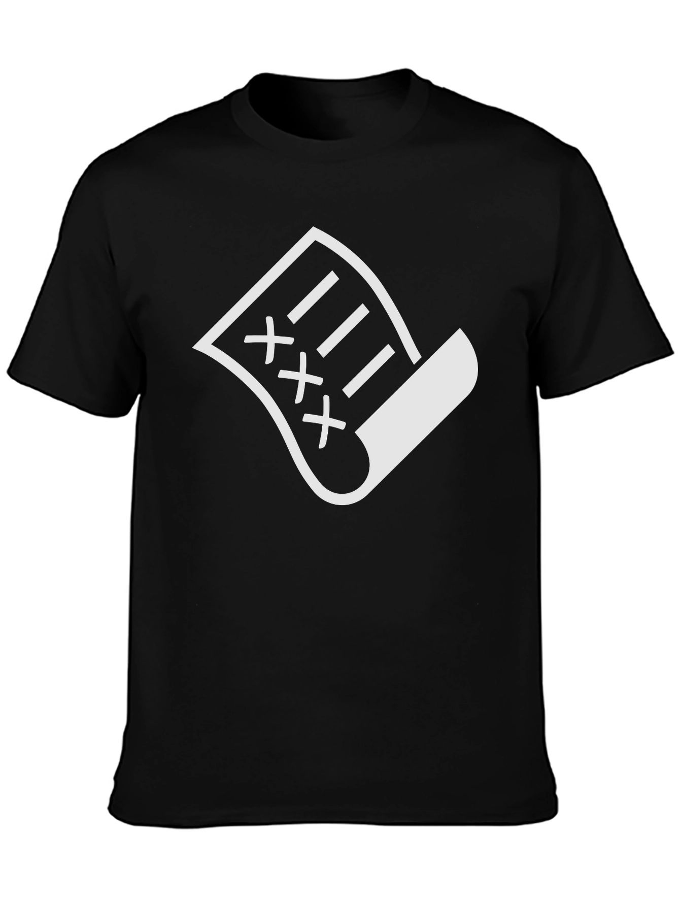 Black T-Shirt with White XXX Document Graphic