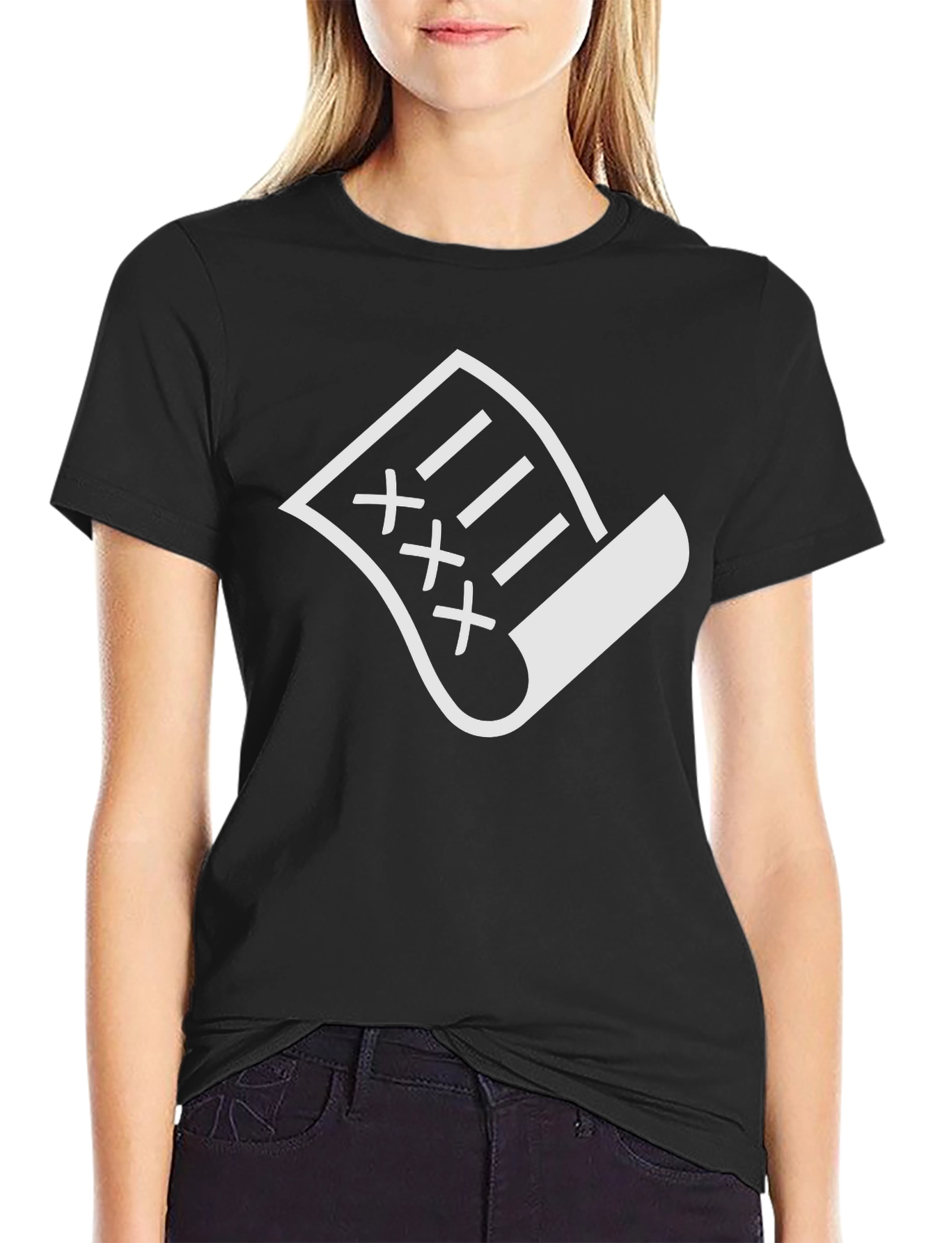 Black T-Shirt with White XXX Document Graphic