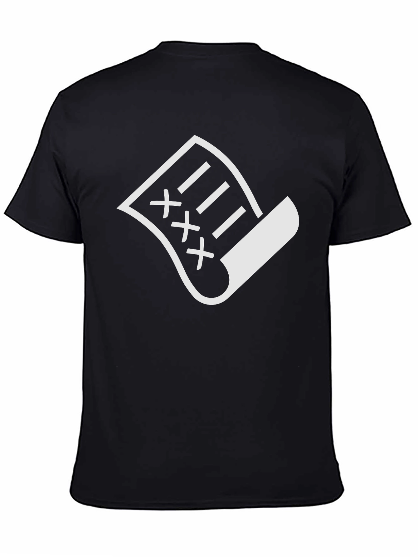 Black T-Shirt with White XXX Document Graphic