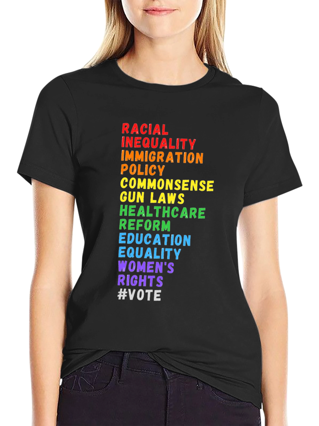 Equality Black T-Shirt: Rights and Justice