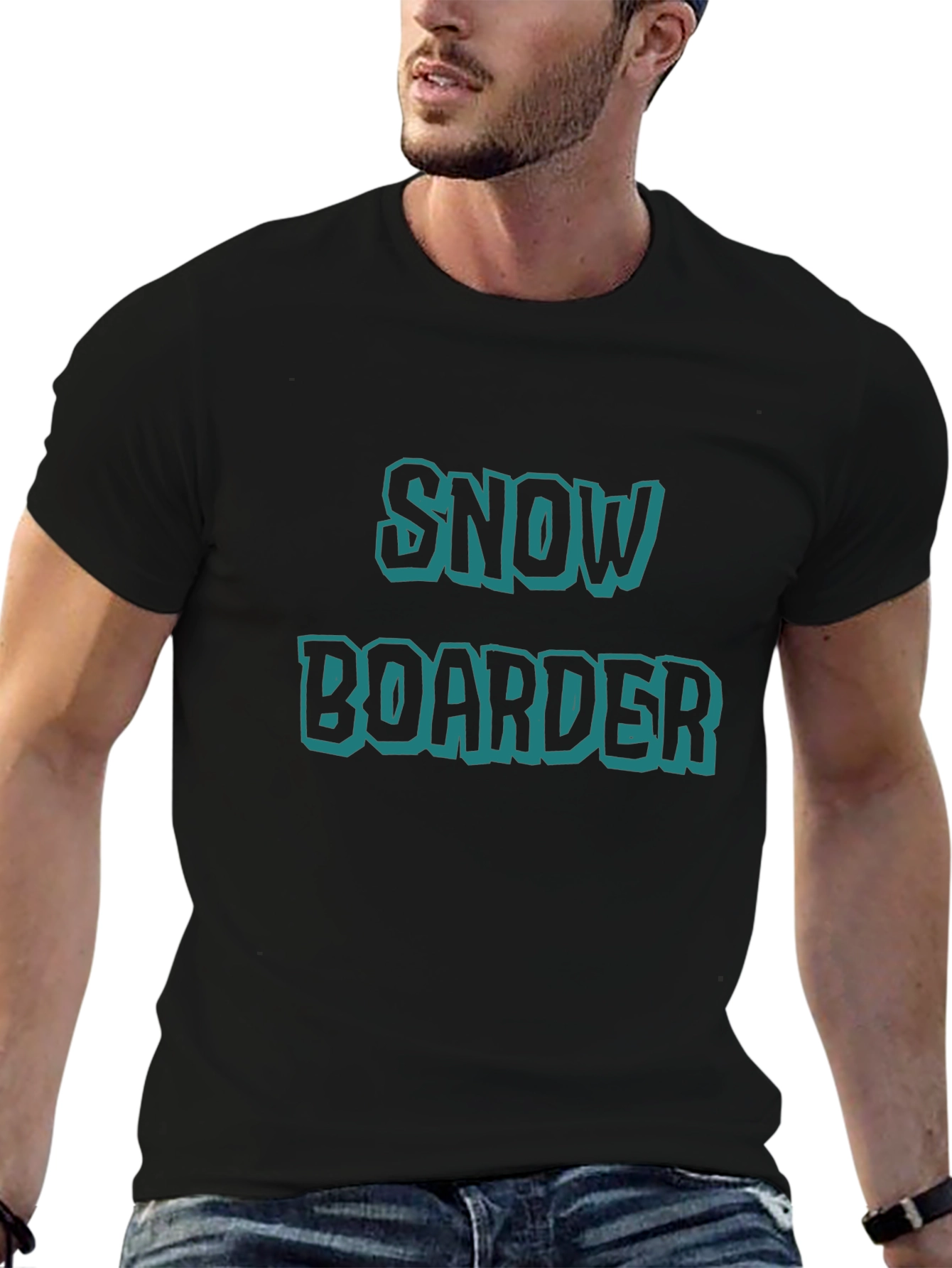 Snowboarder Graphic Tee - Black Cotton T-Shirt