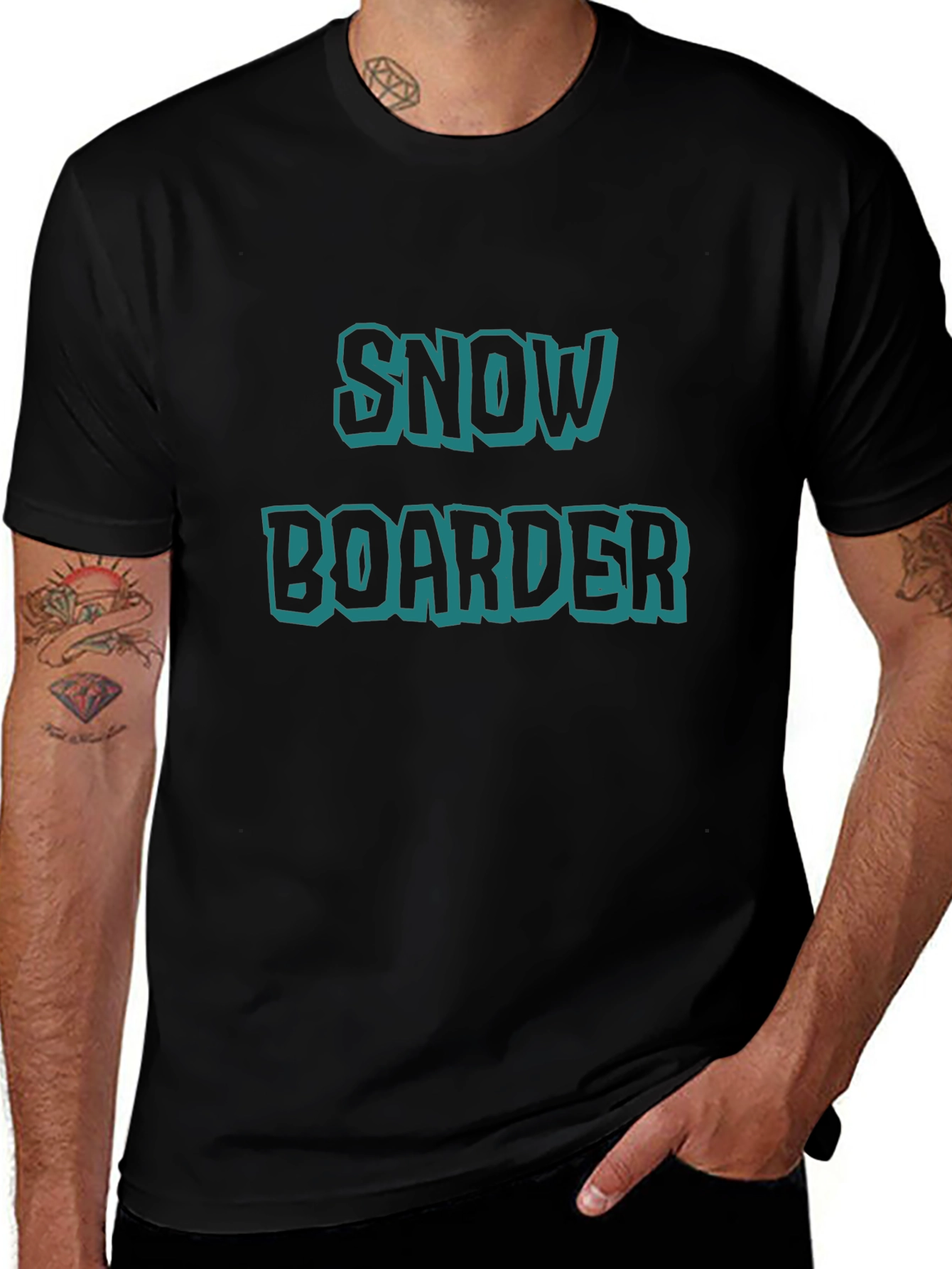Snowboarder Graphic Tee - Black Cotton T-Shirt