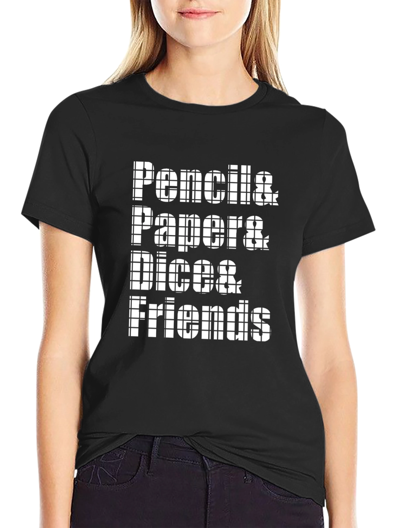 Pencils Papers Dice & Friends Black T-Shirt