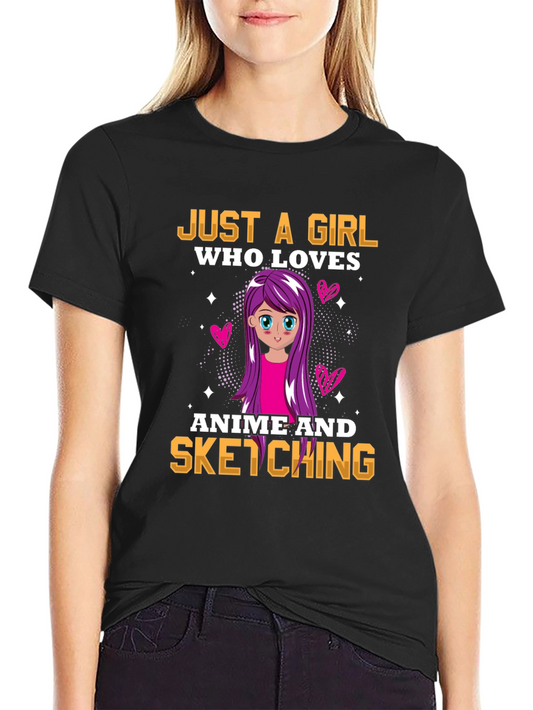 Anime Lover Girls Black T-Shirt