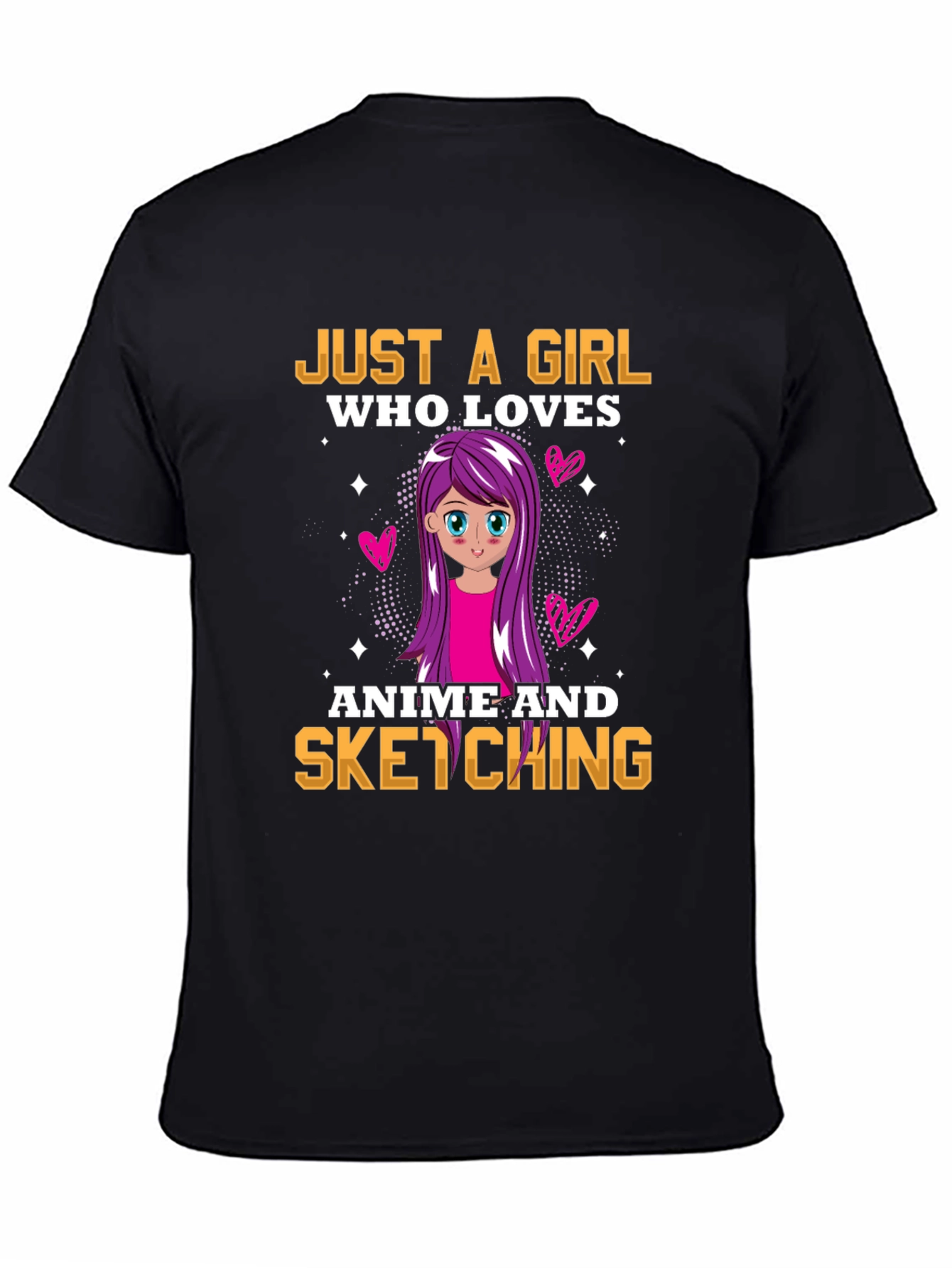 Anime Lover Girls Black T-Shirt