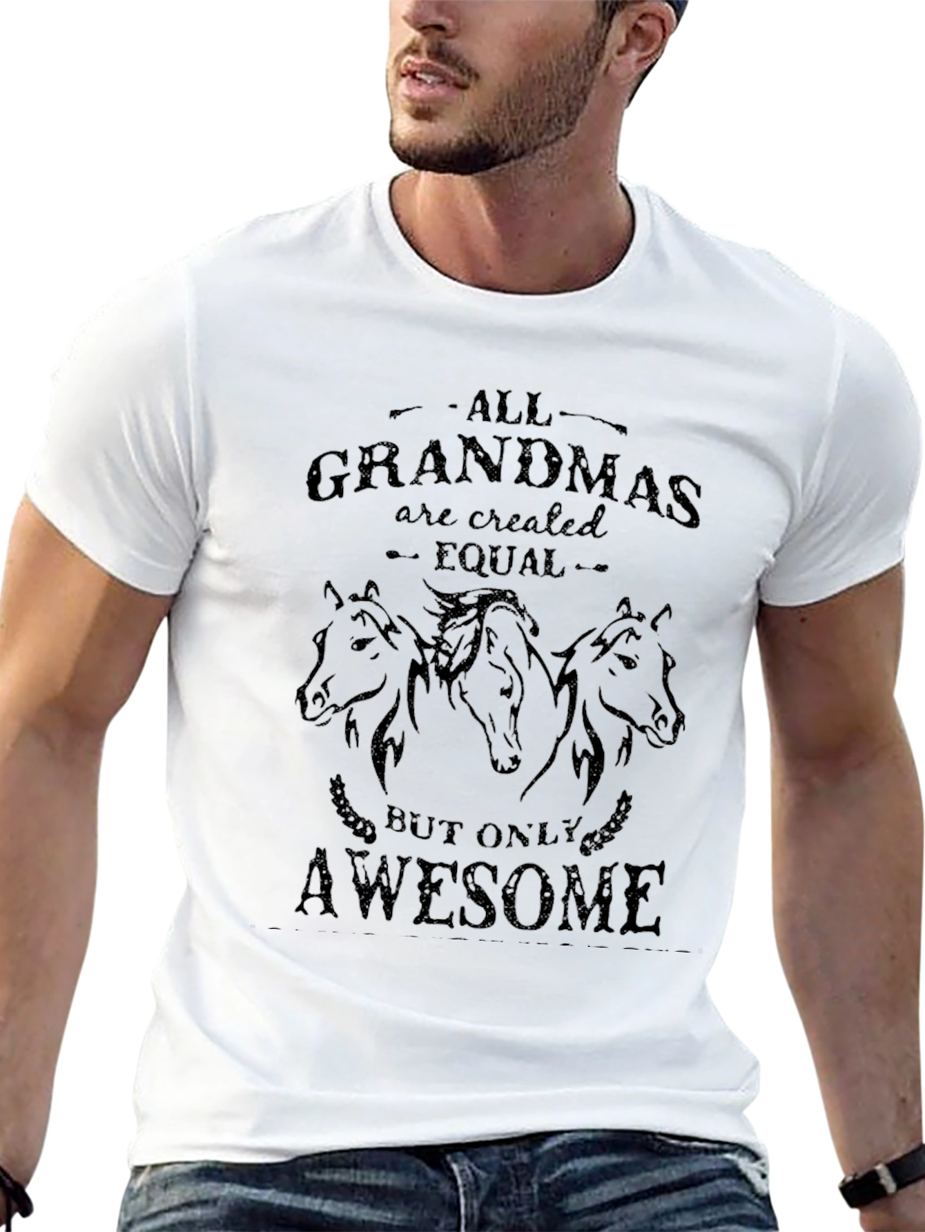 Grandma Horse Graphic Black T-Shirt