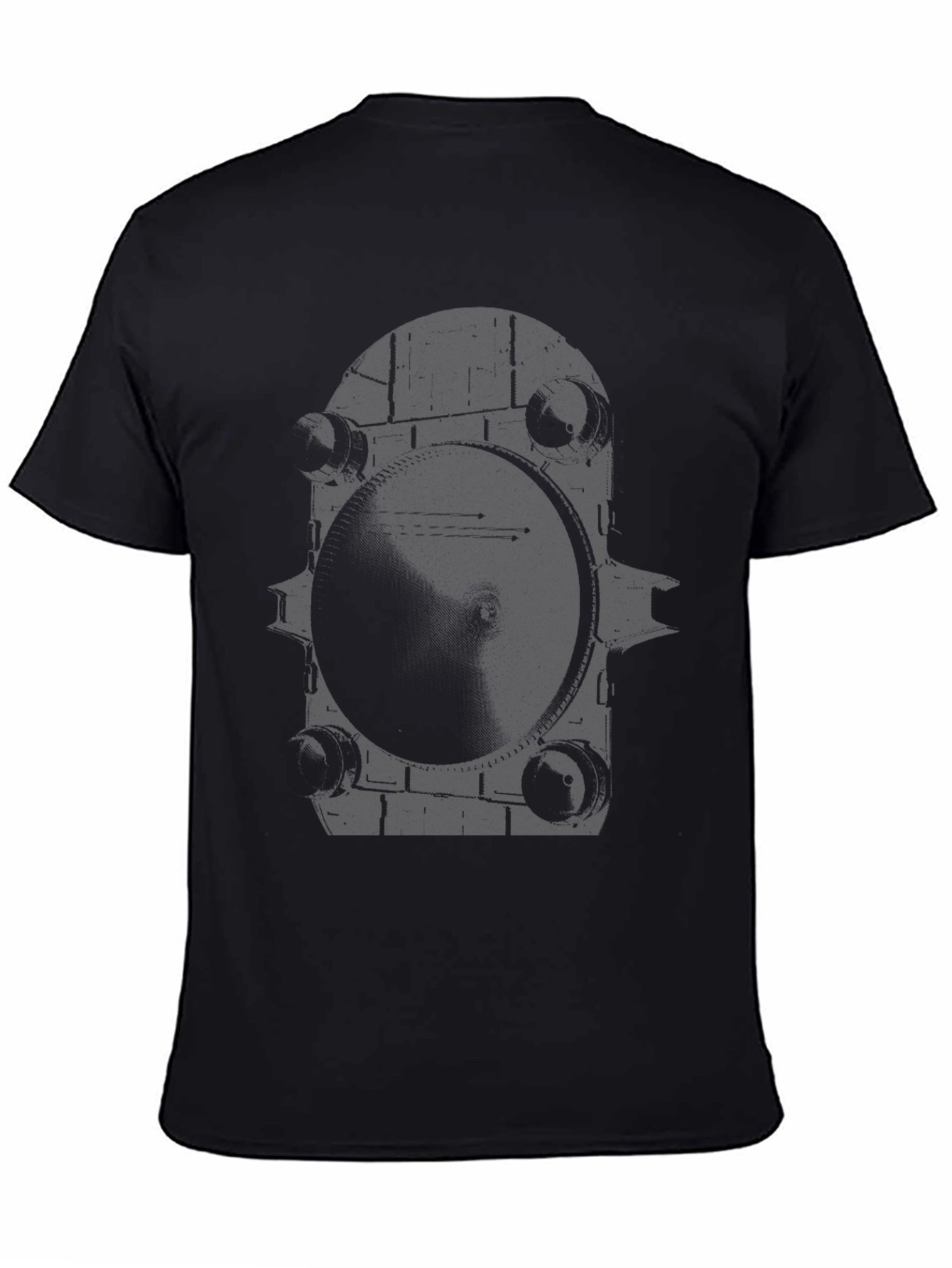 Monochrome Gear Graphic Tee - Modern & Edgy