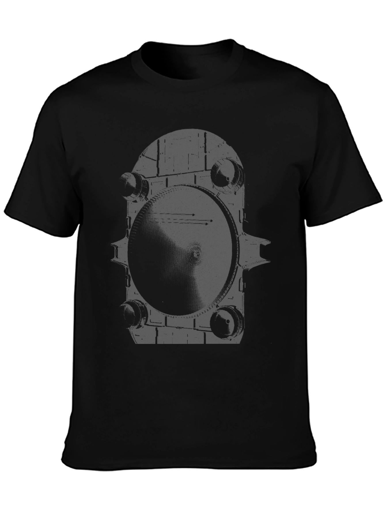Monochrome Gear Graphic Tee - Modern & Edgy