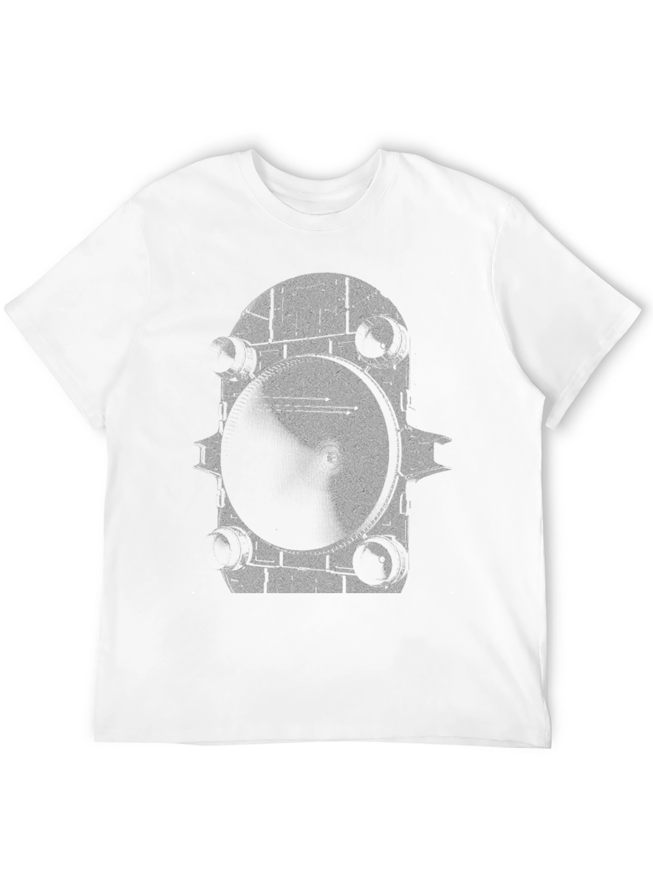 Monochrome Gear Graphic Tee - Modern & Edgy