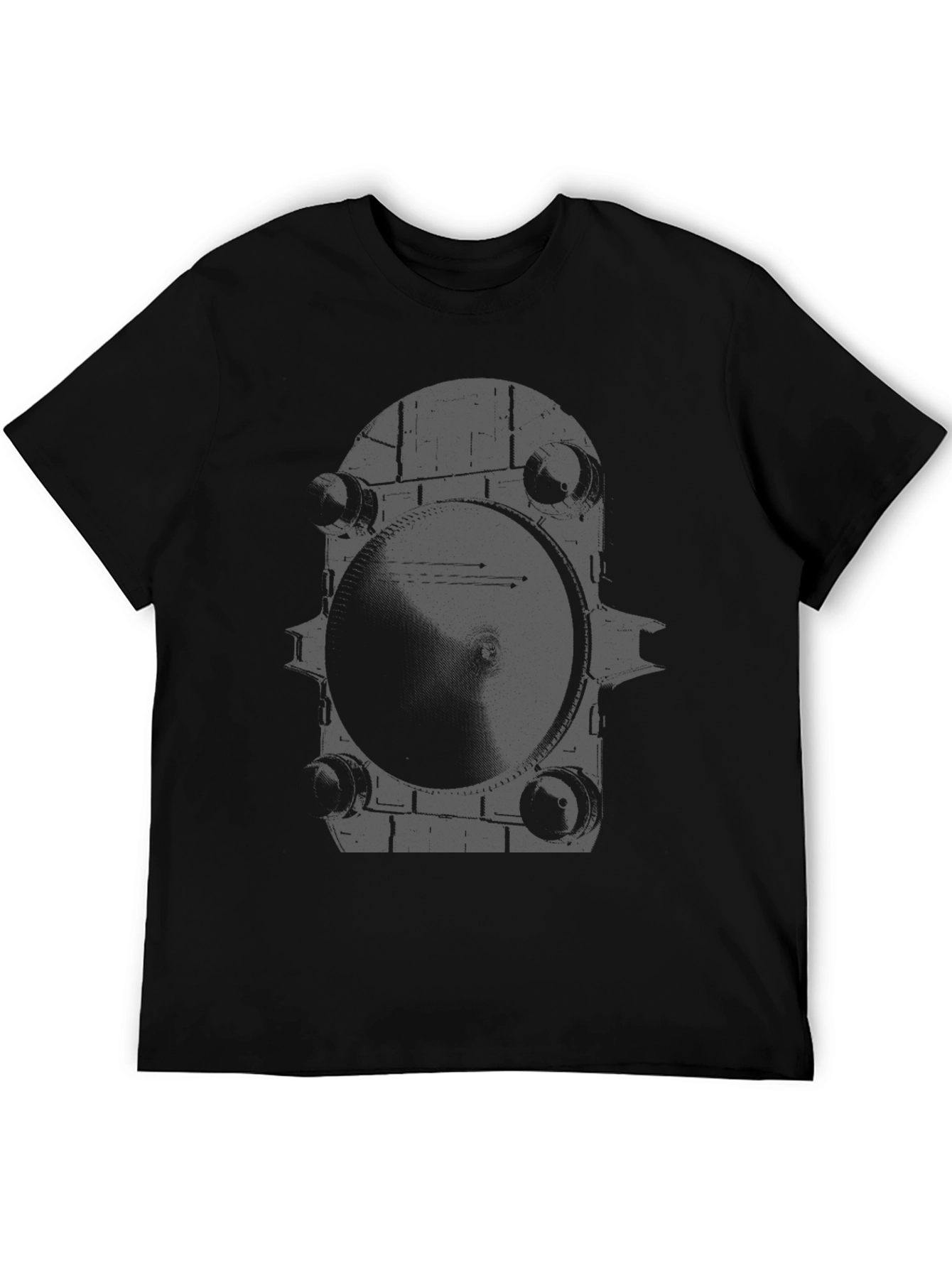 Monochrome Gear Graphic Tee - Modern & Edgy