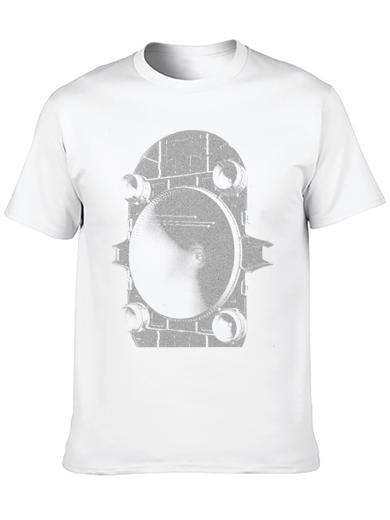 Monochrome Gear Graphic Tee - Modern & Edgy