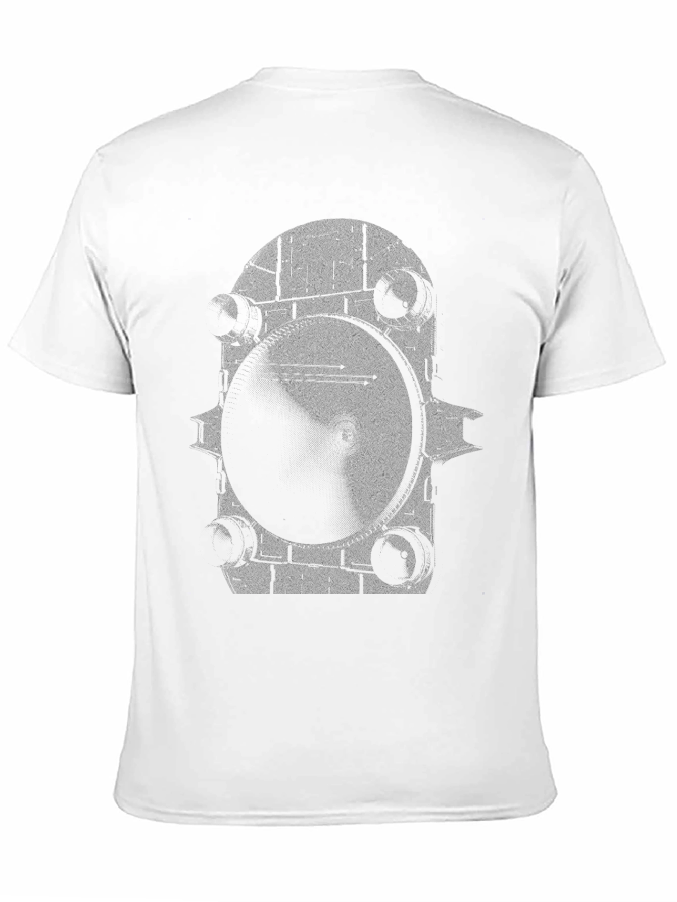 Monochrome Gear Graphic Tee - Modern & Edgy