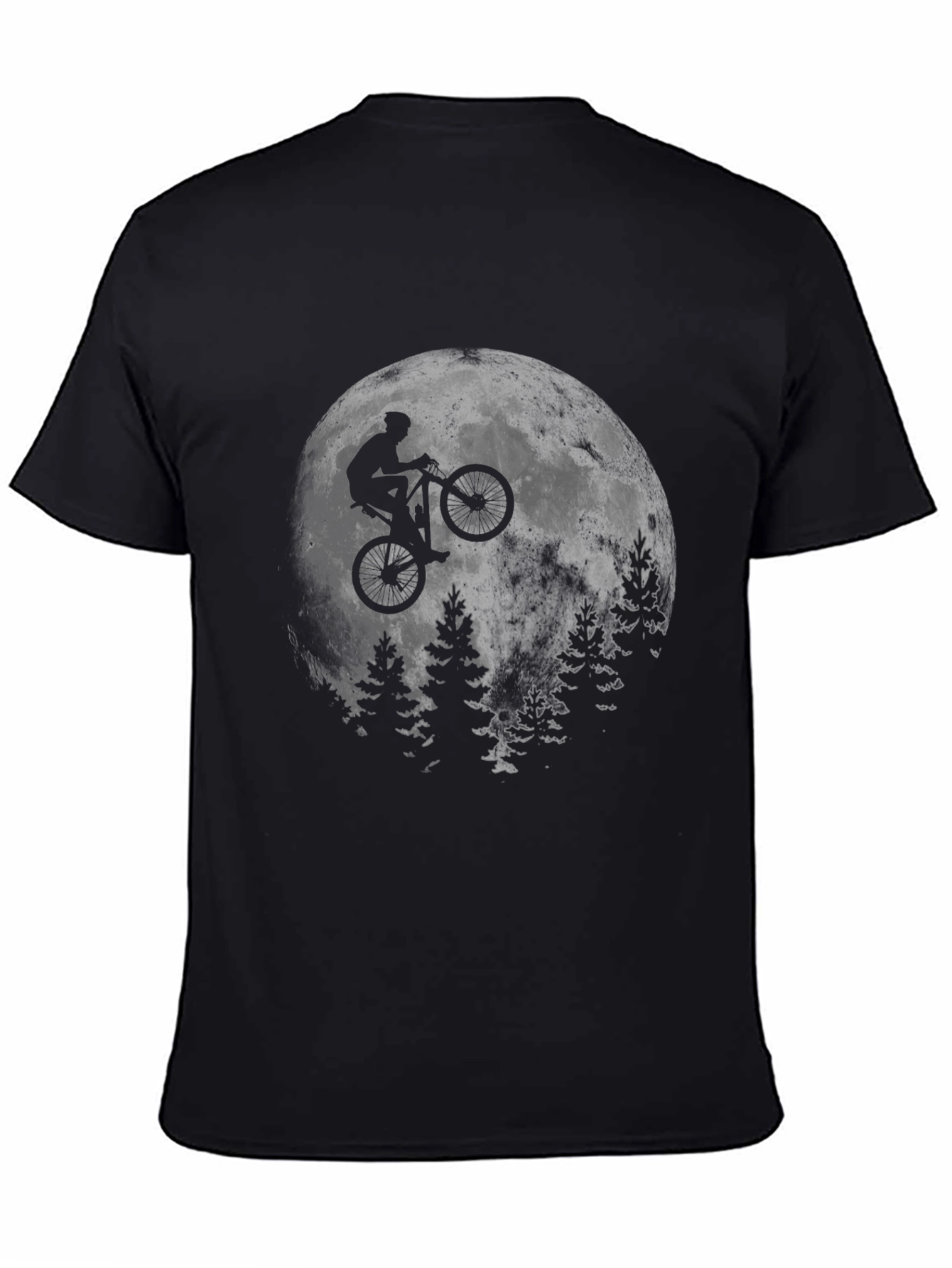 Biker Moon Graphic T-Shirt - Black Cotton Blend