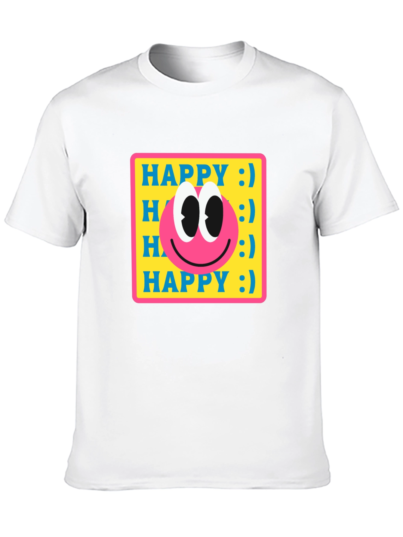 Happy Smiley Face Graphic Tee - Retro Style