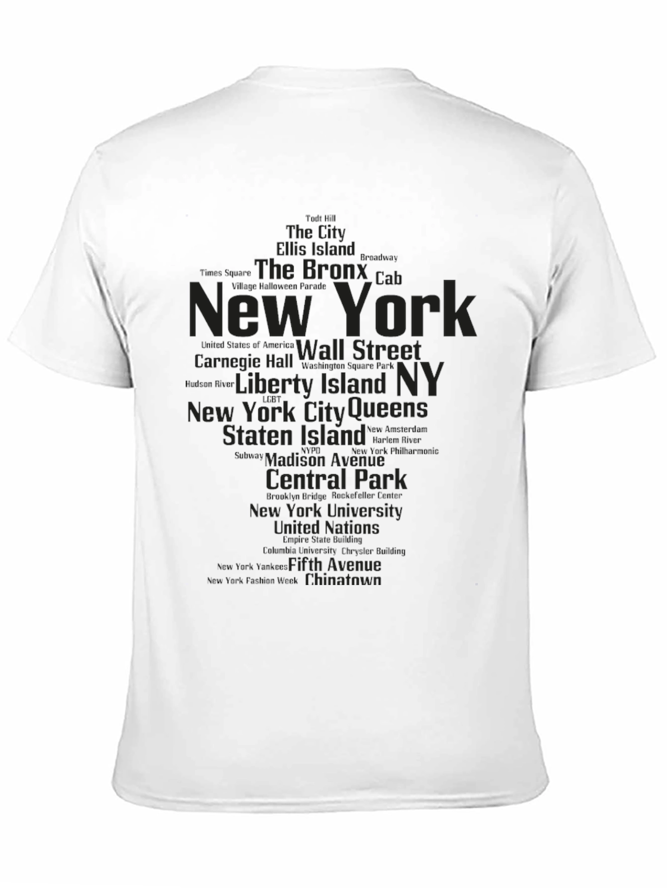 New York Landmarks Graphic Print Black T-Shirt
