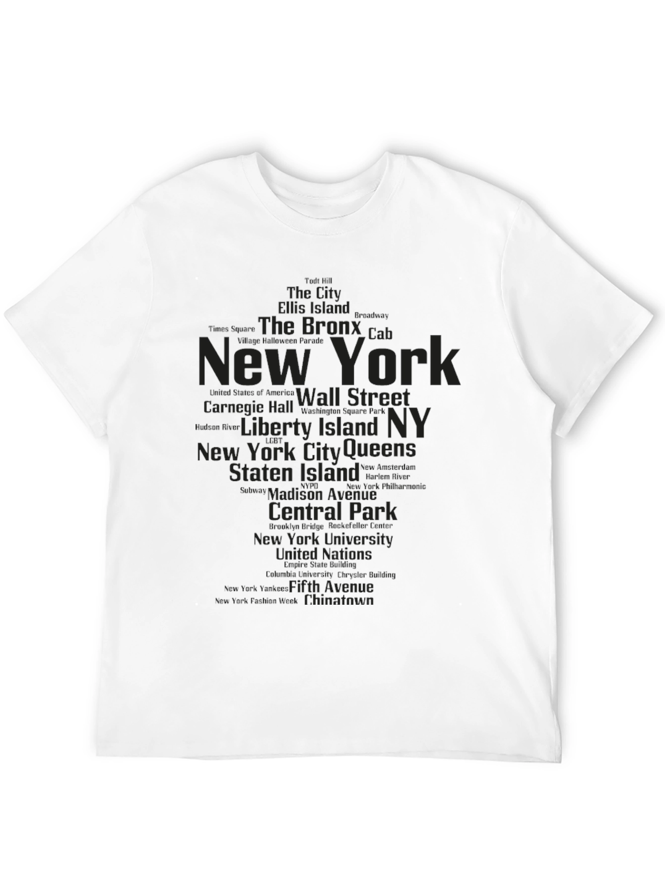 New York Landmarks Graphic Print Black T-Shirt