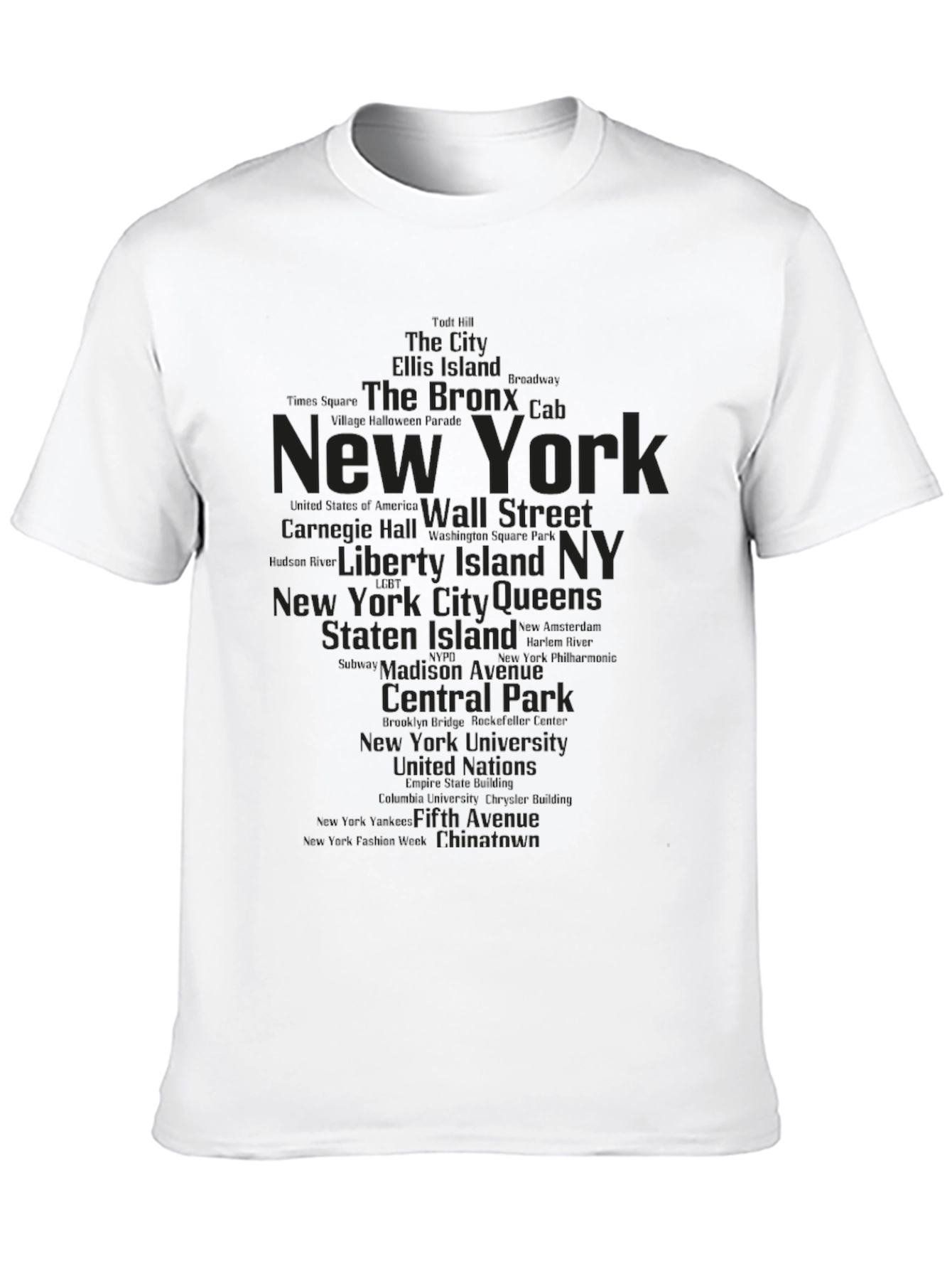New York Landmarks Graphic Print Black T-Shirt
