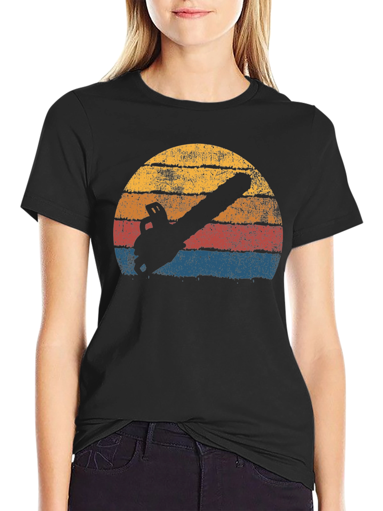 Retro Chainsaw T-Shirt - Black Graphic Tee