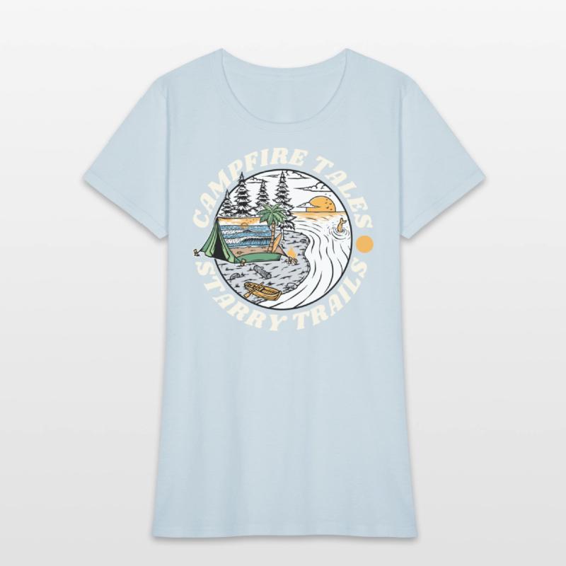 Campfire Tales Starry Trails Retro Camping T-shirt