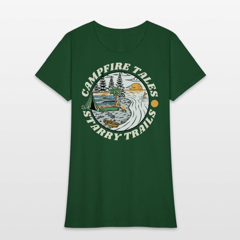 Campfire Tales Starry Trails Retro Camping T-shirt