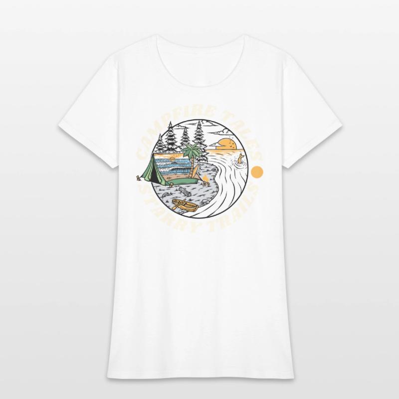 Campfire Tales Starry Trails Retro Camping T-shirt