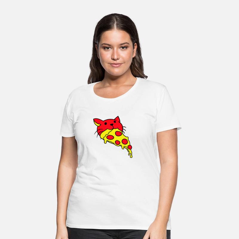 Cat Eats Yummy Salami Pizza Hunger Fast Food Mouth