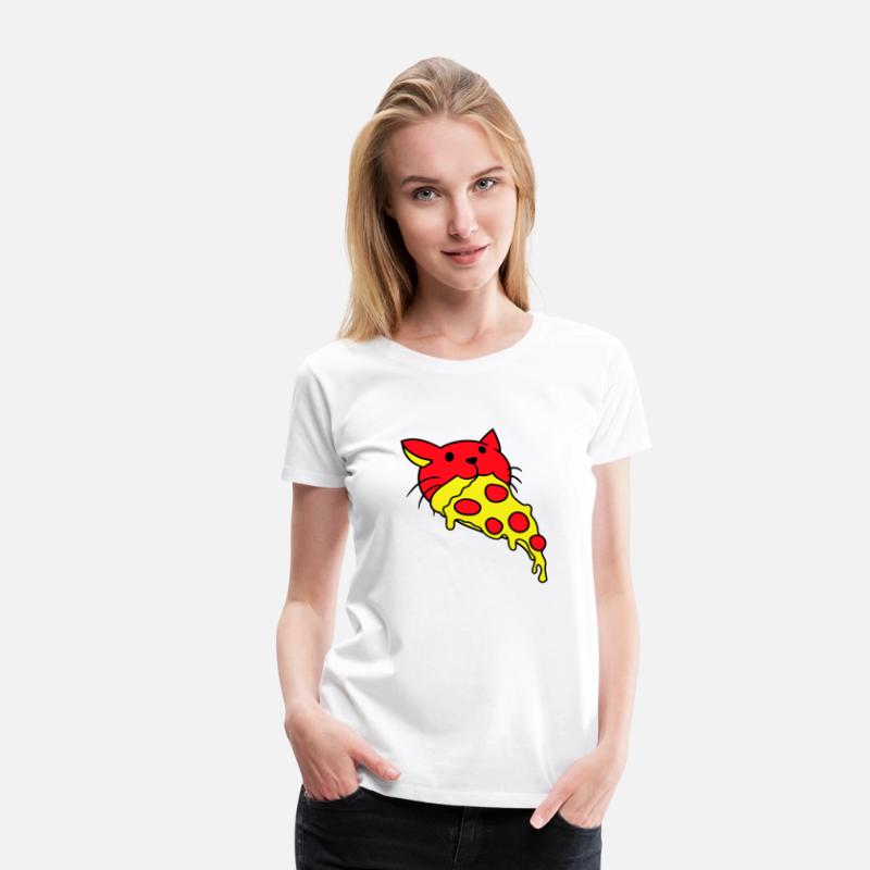 Cat Eats Yummy Salami Pizza Hunger Fast Food Mouth