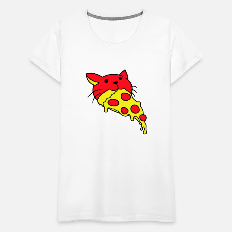 Cat Eats Yummy Salami Pizza Hunger Fast Food Mouth